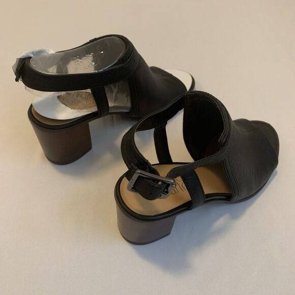 Franco Sarto Harlet Sandal Booties Peep Toe Heels Leather Black NIB - Size 6.5 - Picture 5 of 10